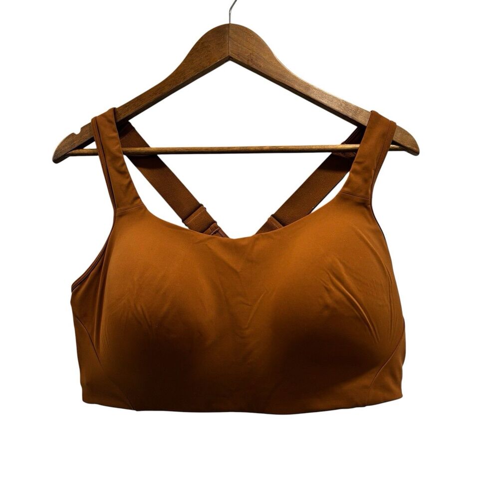 Lululemon 42DDD All Powered Up Sports Bra Brown Wireless Cross Back